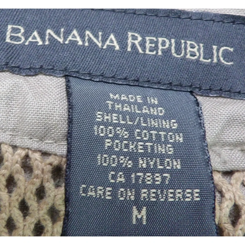 VTG Banana Republic Safari Travel Photojournalist Utility Vest Cotton Medium 90s